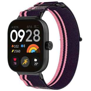 For Redmi Watch 5 / Watch 5 eSIM Nylon Woven Hook and Loop Fastener Watch Band(Pink+Purple)