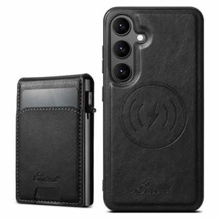 For Samsung Galaxy S24+ 5G Suteni H19 Oil Wax 2-in-1 MagSafe Removable Card Box Back Phone Case(Black)