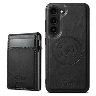 For Samsung Galaxy S23+ 5G Suteni H19 Oil Wax 2-in-1 MagSafe Removable Card Box Back Phone Case(Black)
