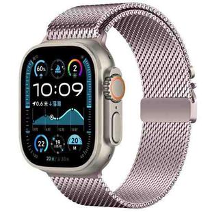 For Apple Watch 42mm / 41mm / 40mm / 38mm Umbrella Buckle Think Milanese Plate Stainless Steel Paracord Buckle Watch Band(Pink)