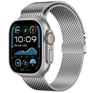 For Apple Watch 42mm / 41mm / 40mm / 38mm Umbrella Buckle Think Milanese Plate Stainless Steel Paracord Buckle Watch Band(Silver)