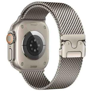 For Apple Watch 46mm / 49mm / 45mm / 44mm Umbrella Buckle Think Milanese Plate Stainless Steel Paracord Buckle Watch Band(Titanium Color)