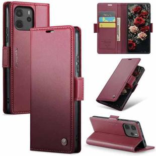 For Redmi Note 14 4G 164.84mm CaseMe 023 Butterfly Buckle Litchi Texture RFID Anti-theft Leather Phone Case(Red)