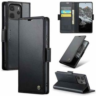For Redmi Note 14 4G 164.84mm CaseMe 023 Butterfly Buckle Litchi Texture RFID Anti-theft Leather Phone Case(Black)