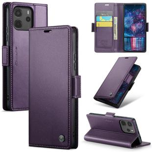 For Redmi Note 14 4G 164.84mm CaseMe 023 Butterfly Buckle Litchi Texture RFID Anti-theft Leather Phone Case(Purple)