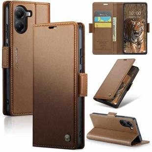 For Xiaomi Poco X7 Pro CaseMe 023 Butterfly Buckle Litchi Texture RFID Anti-theft Leather Phone Case(Brown)