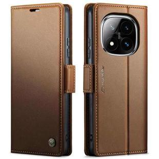For Redmi Note 14 Pro 4G CaseMe 023 Butterfly Buckle Litchi Texture RFID Anti-theft Leather Phone Case(Brown)