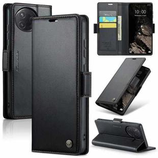 For Xiaomi Poco F7 Pro / F7 Ultra CaseMe 023 Butterfly Buckle Litchi Texture RFID Anti-theft Leather Phone Case(Black)
