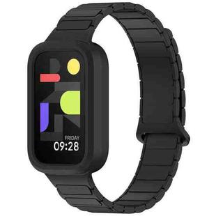 For Xiaomi Band 9 Active Dual Color Soft Case Integrated Magnetic Silicone Watch Band(Black)