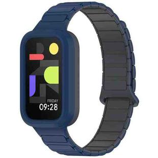 For Xiaomi Band 9 Active Dual Color Soft Case Integrated Magnetic Silicone Watch Band(Midnight Blue Gray)