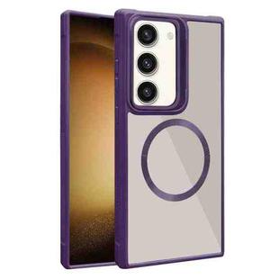 For Samsung Galaxy S23 5G Plated CD Texture MagSafe Acrylic Hybrid TPU Phone Case(Purple)