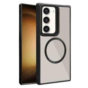 For Samsung Galaxy S23+ 5G Plated CD Texture MagSafe Acrylic Hybrid TPU Phone Case(Black)