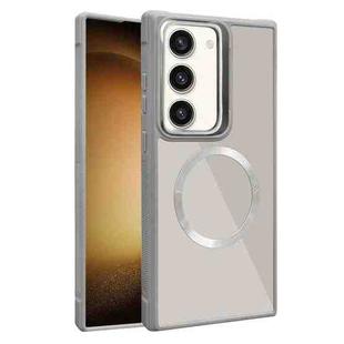 For Samsung Galaxy S23+ 5G Plated CD Texture MagSafe Acrylic Hybrid TPU Phone Case(Gray)