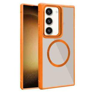 For Samsung Galaxy S23+ 5G Plated CD Texture MagSafe Acrylic Hybrid TPU Phone Case(Orange)