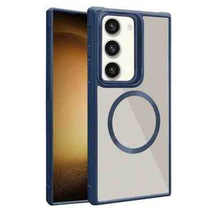For Samsung Galaxy S23+ 5G Plated CD Texture MagSafe Acrylic Hybrid TPU Phone Case(Blue)