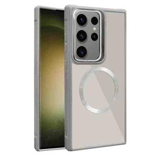 For Samsung Galaxy S23 Ultra 5G Plated CD Texture MagSafe Acrylic Hybrid TPU Phone Case(Gray)