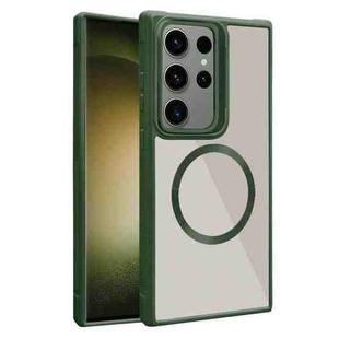 For Samsung Galaxy S23 Ultra 5G Plated CD Texture MagSafe Acrylic Hybrid TPU Phone Case(Green)
