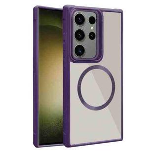 For Samsung Galaxy S23 Ultra 5G Plated CD Texture MagSafe Acrylic Hybrid TPU Phone Case(Purple)