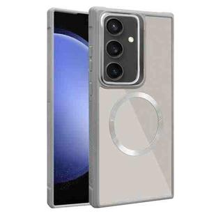 For Samsung Galaxy S23 FE 5G Plated CD Texture MagSafe Acrylic Hybrid TPU Phone Case(Gray)