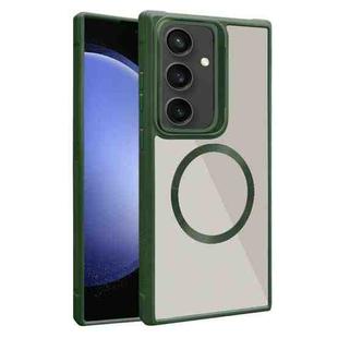 For Samsung Galaxy S23 FE 5G Plated CD Texture MagSafe Acrylic Hybrid TPU Phone Case(Green)