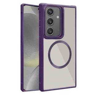 For Samsung Galaxy S24 5G Plated CD Texture MagSafe Acrylic Hybrid TPU Phone Case(Purple)