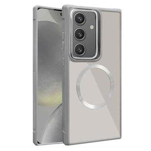 For Samsung Galaxy S24+ 5G Plated CD Texture MagSafe Acrylic Hybrid TPU Phone Case(Gray)