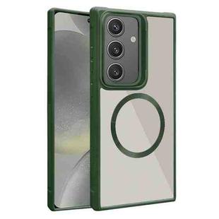For Samsung Galaxy S24+ 5G Plated CD Texture MagSafe Acrylic Hybrid TPU Phone Case(Green)