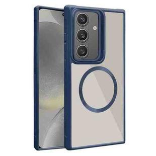 For Samsung Galaxy S24+ 5G Plated CD Texture MagSafe Acrylic Hybrid TPU Phone Case(Blue)
