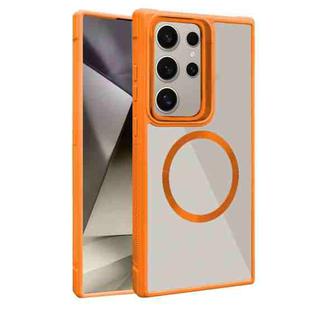 For Samsung Galaxy S24 Ultra 5G Plated CD Texture MagSafe Acrylic Hybrid TPU Phone Case(Orange)