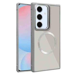 For Samsung Galaxy S24 FE 5G Plated CD Texture MagSafe Acrylic Hybrid TPU Phone Case(Gray)