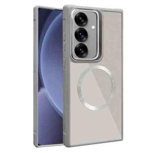 For Samsung Galaxy S25+ 5G Plated CD Texture MagSafe Acrylic Hybrid TPU Phone Case(Gray)