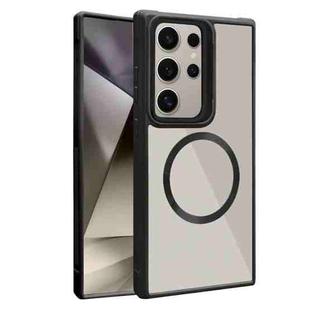 For Samsung Galaxy S25 Ultra 5G Plated CD Texture MagSafe Acrylic Hybrid TPU Phone Case(Black)