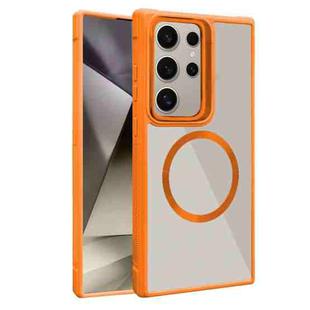 For Samsung Galaxy S25 Ultra 5G Plated CD Texture MagSafe Acrylic Hybrid TPU Phone Case(Orange)