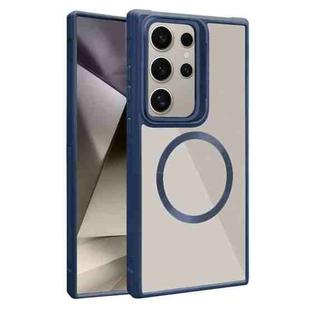 For Samsung Galaxy S25 Ultra 5G Plated CD Texture MagSafe Acrylic Hybrid TPU Phone Case(Blue)