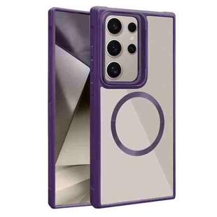 For Samsung Galaxy S25 Ultra 5G Plated CD Texture MagSafe Acrylic Hybrid TPU Phone Case(Purple)