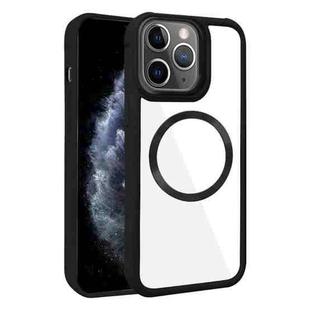 For iPhone 11 Pro Max Plated CD Texture MagSafe Acrylic Hybrid TPU Phone Case(Black)