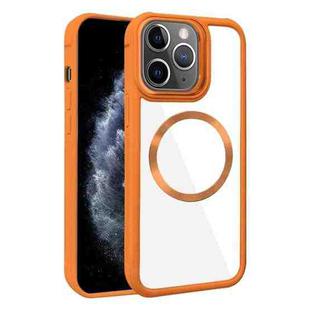 For iPhone 11 Pro Max Plated CD Texture MagSafe Acrylic Hybrid TPU Phone Case(Orange)