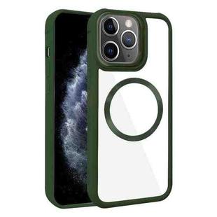For iPhone 11 Pro Max Plated CD Texture MagSafe Acrylic Hybrid TPU Phone Case(Green)