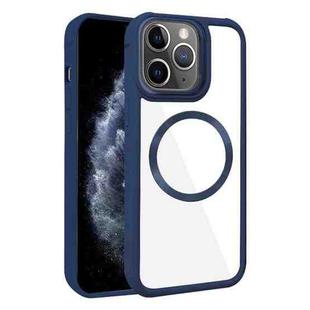 For iPhone 11 Pro Max Plated CD Texture MagSafe Acrylic Hybrid TPU Phone Case(Blue)