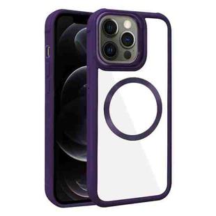 For iPhone 12 Pro Plated CD Texture MagSafe Acrylic Hybrid TPU Phone Case(Purple)