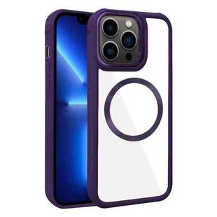 For iPhone 13 Pro Plated CD Texture MagSafe Acrylic Hybrid TPU Phone Case(Purple)