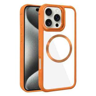 For iPhone 15 Pro Plated CD Texture MagSafe Acrylic Hybrid TPU Phone Case(Orange)