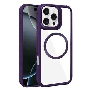 For iPhone 16 Pro Max Plated CD Texture MagSafe Acrylic Hybrid TPU Phone Case(Purple)