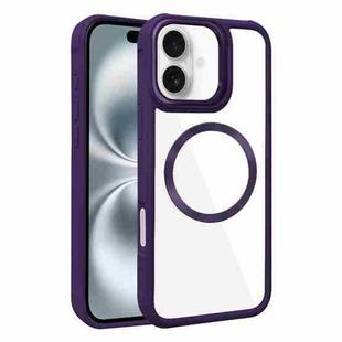 For iPhone 16 Plus Plated CD Texture MagSafe Acrylic Hybrid TPU Phone Case(Purple)