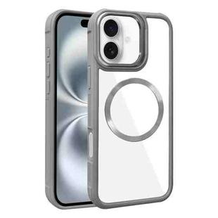 For iPhone 16 Plated CD Texture MagSafe Acrylic Hybrid TPU Phone Case(Gray)