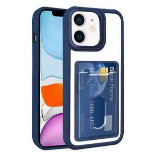 For iPhone 11 Electroplated Card Bag Acrylic Hybrid TPU Phone Case(Blue)