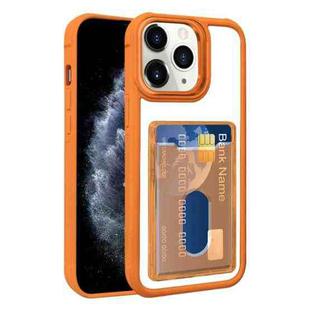 For iPhone 11 Pro Max Electroplated Card Bag Acrylic Hybrid TPU Phone Case(Orange)