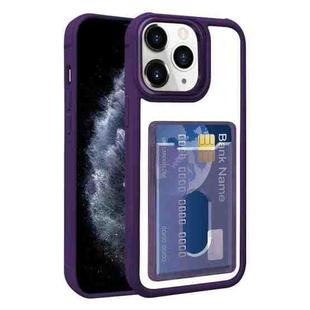 For iPhone 11 Pro Max Electroplated Card Bag Acrylic Hybrid TPU Phone Case(Purple)