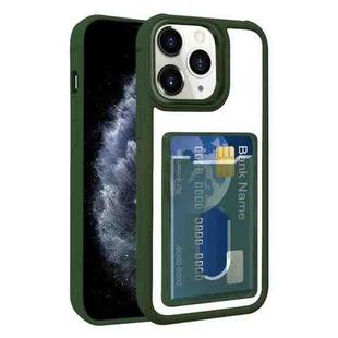 For iPhone 11 Pro Max Electroplated Card Bag Acrylic Hybrid TPU Phone Case(Green)