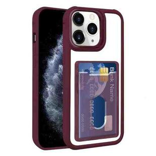 For iPhone 11 Pro Max Electroplated Card Bag Acrylic Hybrid TPU Phone Case(Wine Red)
